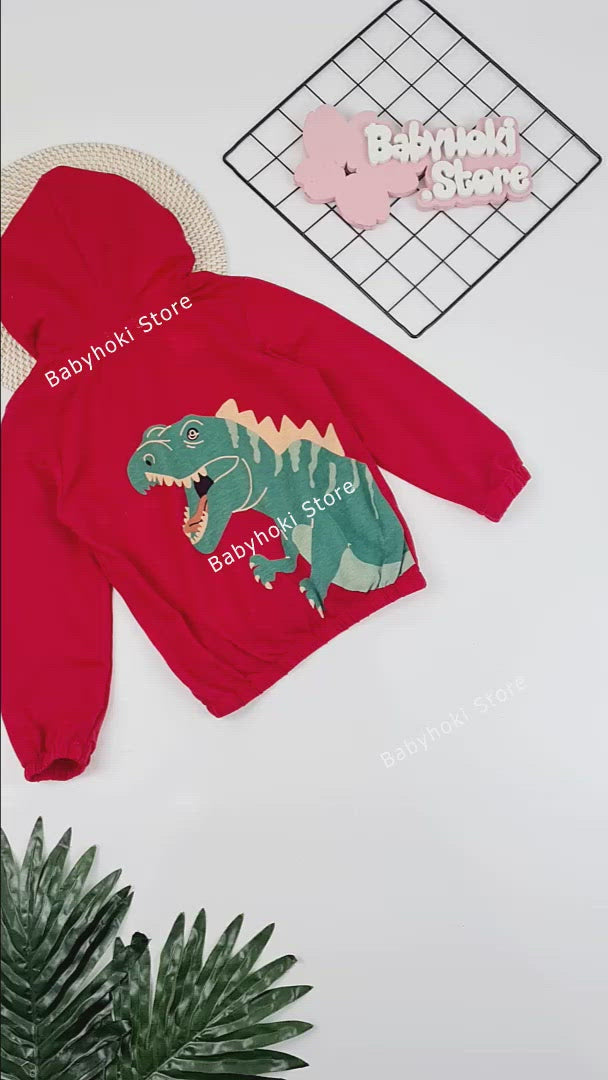 [370134] - Jaket Hoodie Anak / Jaket Atasan Anak - Motif Angry T-Rex