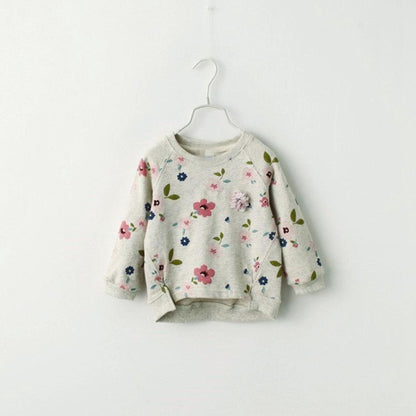 [363292] - Atasan Sweater Anak Perempuan Import - Motif Flower Leaf