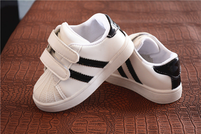 [343192] - Sepatu Kets Sneakers Perekat Kasual Import Anak Cowok - Motif Two Strip