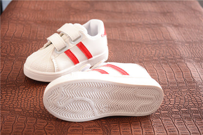 [343192] - Sepatu Kets Sneakers Perekat Kasual Import Anak Cowok - Motif Two Strip