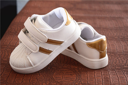 [343192] - Sepatu Kets Sneakers Perekat Kasual Import Anak Cowok - Motif Two Strip