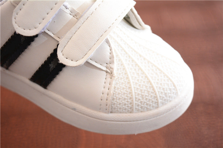 [343192] - Sepatu Kets Sneakers Perekat Kasual Import Anak Cowok - Motif Two Strip