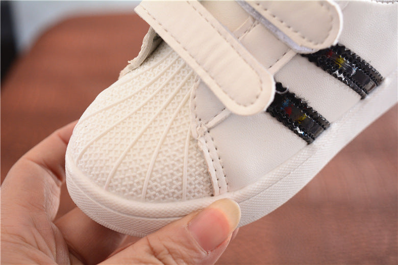 [343192] - Sepatu Kets Sneakers Perekat Kasual Import Anak Cowok - Motif Two Strip