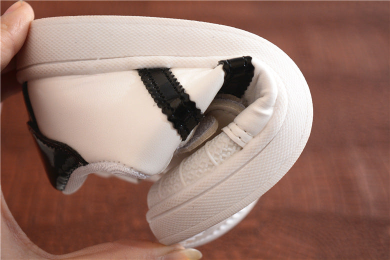 [343192] - Sepatu Kets Sneakers Perekat Kasual Import Anak Cowok - Motif Two Strip