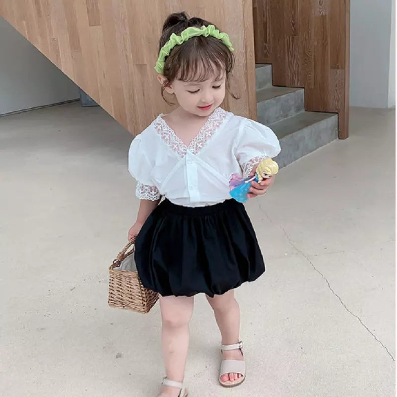 [507347] - Setelan Blouse Anak Perempuan - Motif Lace Collar