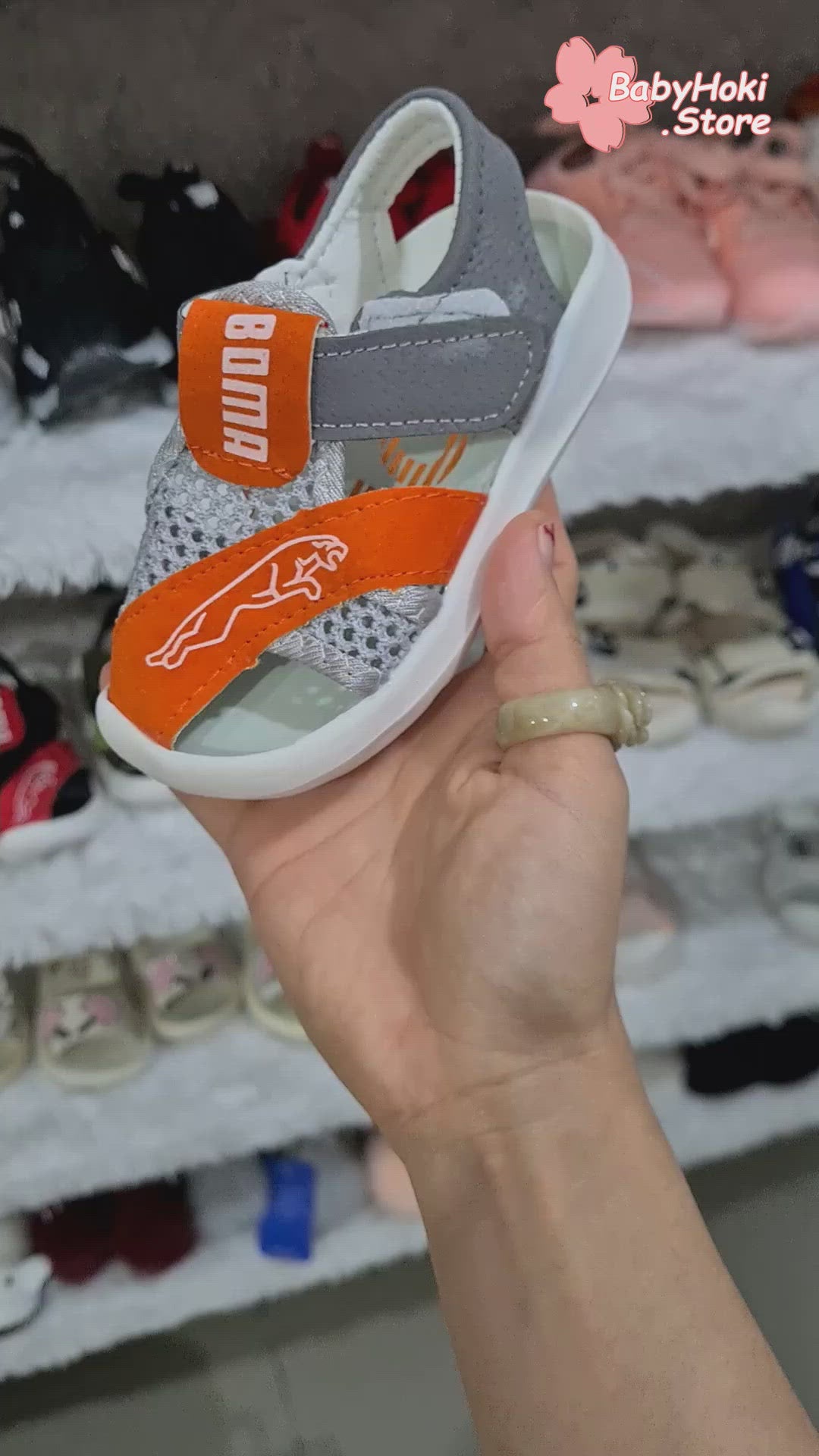 [343127-ORANGE] - Sepatu Sandal Anak / Sepatu Sandal Import - Motif Bending Net