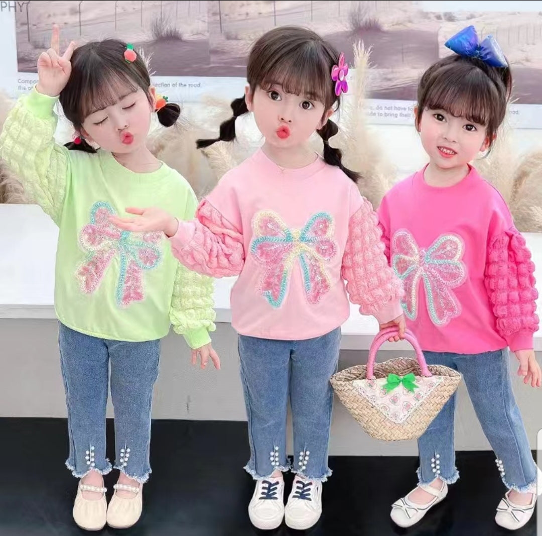 [001361] - Setelan Ootd Fashion Anak - Motif Glittering Ribbon
