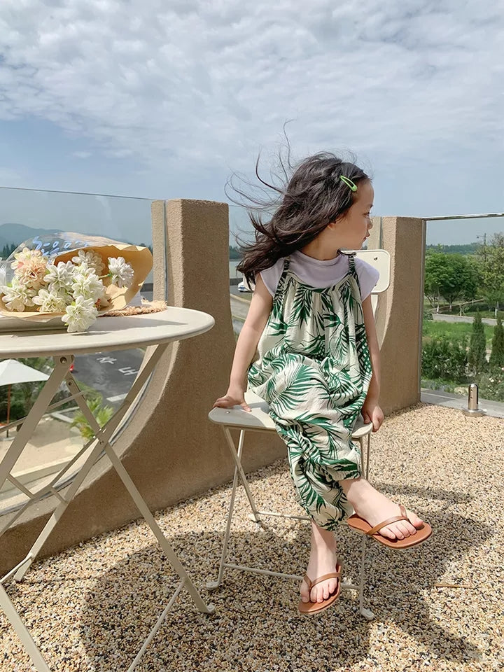 [363485] - Jumpsuit Trend Fashion Anak - Motif Long Leaves (Tanpa Kaos Dalam Putih)
