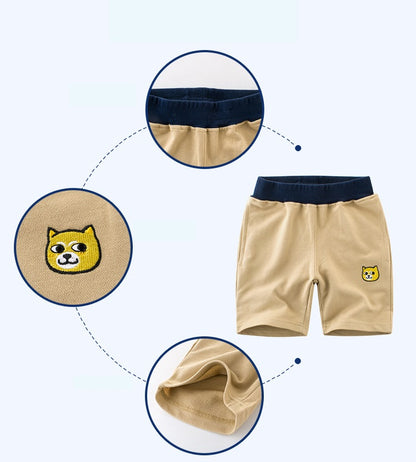 [121295-BEIGE] - Celana Training Anak - Motif Bordir Cat Face