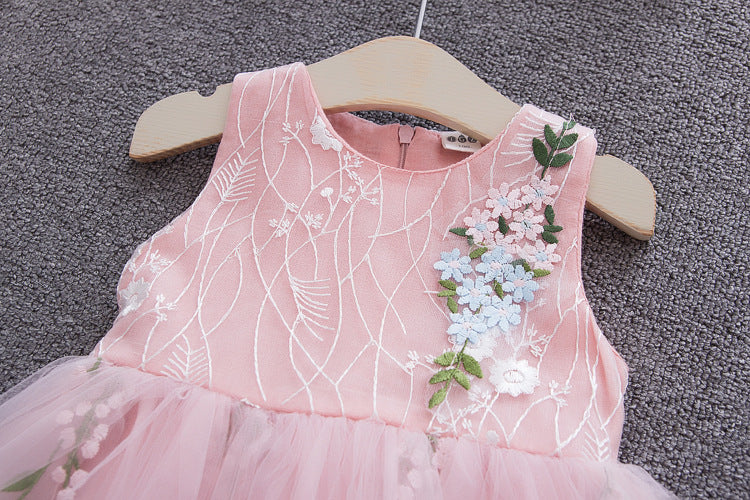 [340156] - Dress Pesta Fashionable Anak  Perempuan Import - Motif Tasseled Leaves