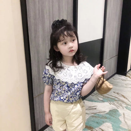 [507391] - Atasan Blouse Fashion Anak Perempuan - Motif Lace Collar