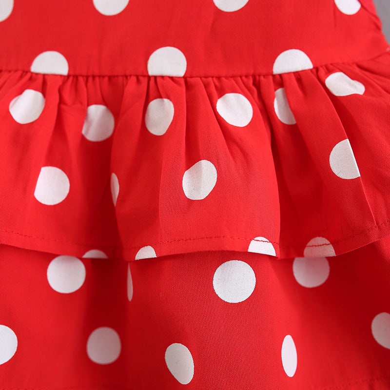 [340149] - Setelan Ootd Kutung Fashionable Anak - Motif Polkadot Tassel