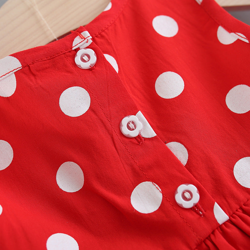 [340149] - Setelan Ootd Kutung Fashionable Anak - Motif Polkadot Tassel