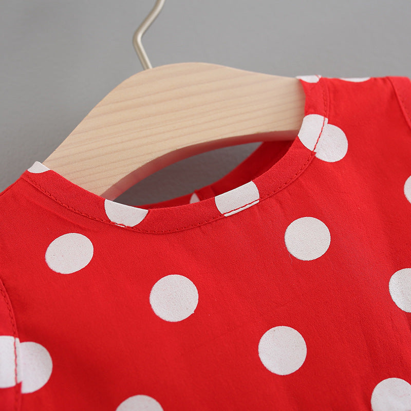 [340149] - Setelan Ootd Kutung Fashionable Anak - Motif Polkadot Tassel