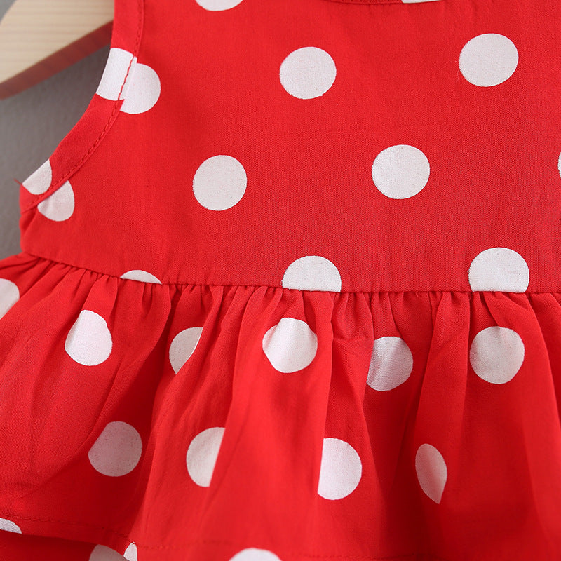 [340149] - Setelan Ootd Kutung Fashionable Anak - Motif Polkadot Tassel
