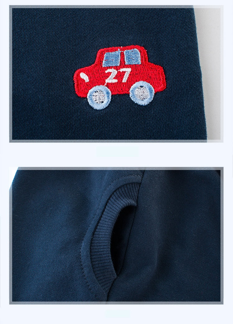 [121298-NAVY] - Celana Jogger Anak / Celana Santai Anak - Motif Bordir Car Racing