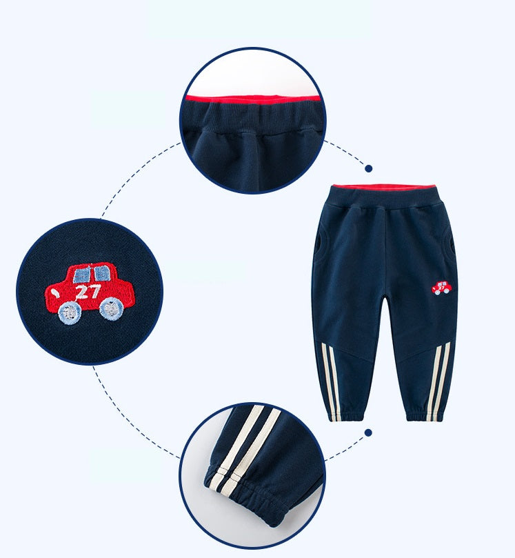 [121298-NAVY] - Celana Jogger Anak / Celana Santai Anak - Motif Bordir Car Racing