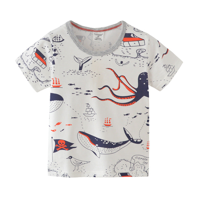 [357279] - Atasan Anak / Kaos Anak / Baju Atasan Summer Anak Trendi - Motif Big Sea Animals