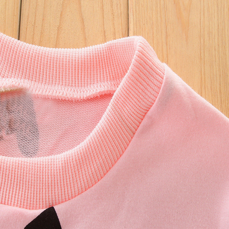 [356132-NAVY] - Setelan Sweater Trendi Anak Import - Motif Sweet Love