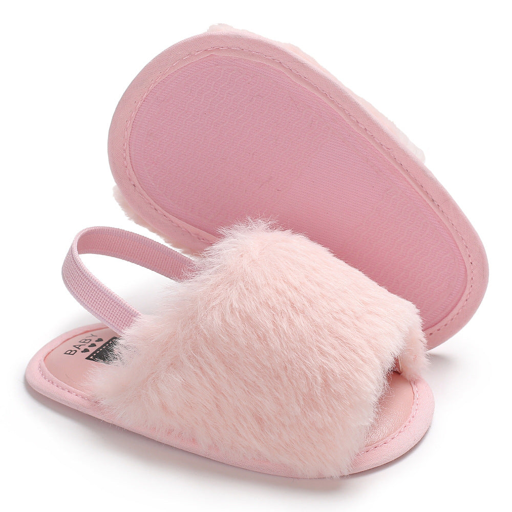 [105262-PINK] - Sepatu Sandal Prewalker Bayi Import - Motif Soft Baby Fur