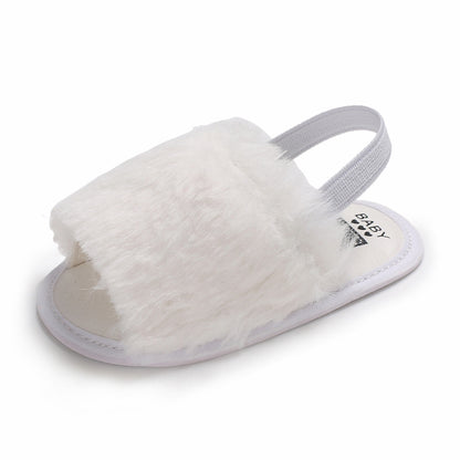 [105262-WHITE] - Sepatu Sandal Prewalker Bayi Import - Motif Soft Baby Fur