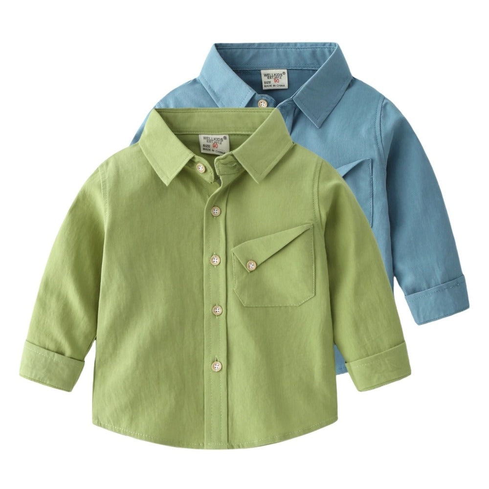[513427] - Baju Atasan Kemeja Polos Anak - Motif Saggy Pockets