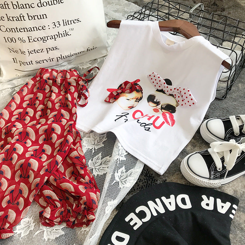 [363280-REJECT MINOR] - Setelan Kaos Tanpa Lengan Anak - Motif Kiss Friends