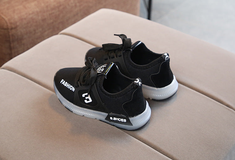 [343105-BLACK] - IMPORT Sepatu Light Sport Anak Unisex - Motif Strappy Road Shoes
