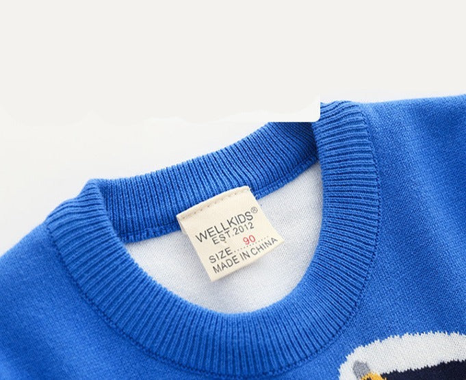 [513666] - Atasan Sweater Crewneck Lengan Panjang Anak Laki-Laki - Motif Sailor Bird