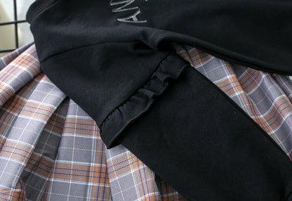 [363276] - Setelan Trend Fashion Anak Import - Motif Bordir Tartan Skirt
