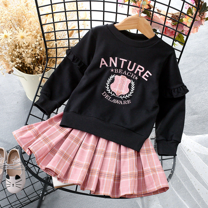 [363276] - Setelan Trend Fashion Anak Import - Motif Bordir Tartan Skirt