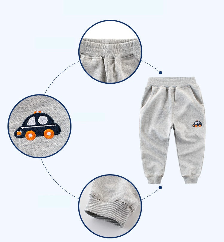 [121301-LIGHT GRAY] - Celana Jogger Anak / Celana Santai Anak - Motif Bordir Police Car