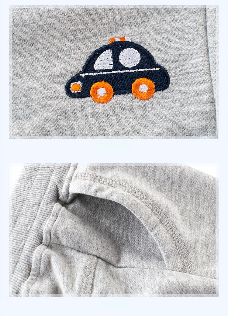 [121301-LIGHT GRAY] - Celana Jogger Anak / Celana Santai Anak - Motif Bordir Police Car