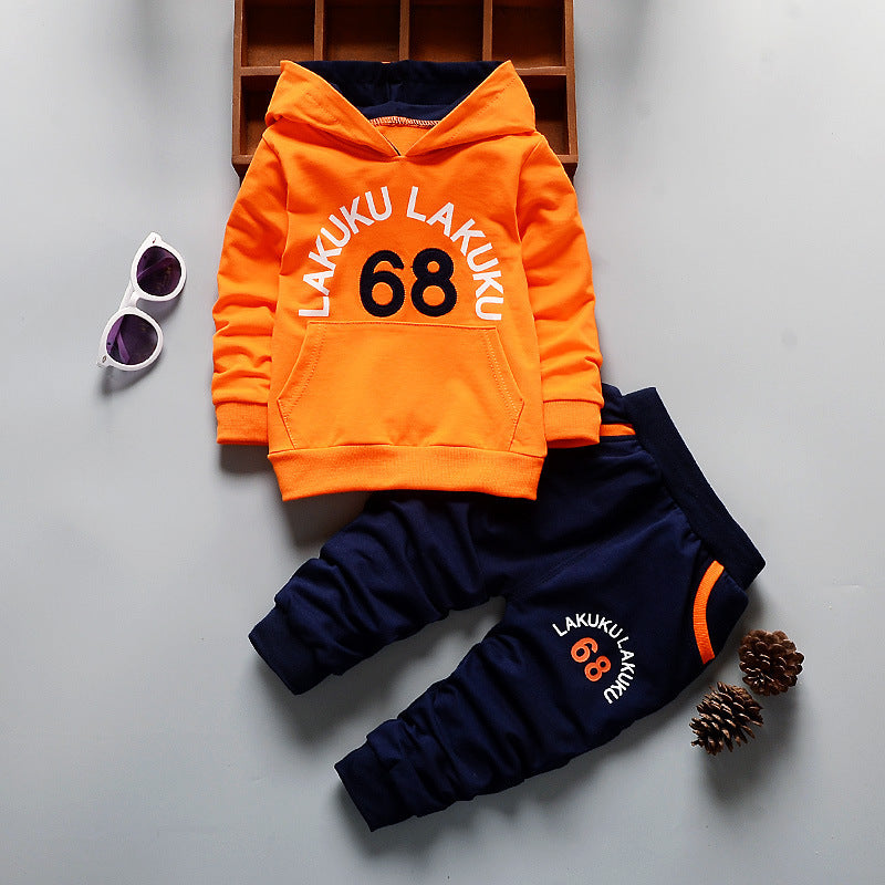 [356129-ORANGE] - Setelan Sweater Hoodie Anak Import - Motif Lakuku 68