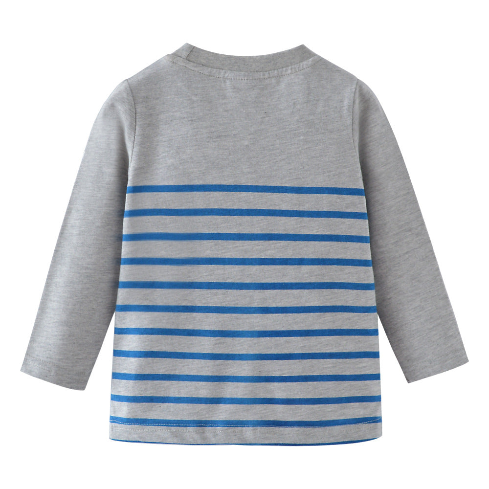 [357360] - Kaos Anak / Baju Atasan Summer Anak Trendi - Motif Bordir Striped Sheep