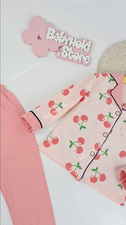 [225664] - Baju Piyama Anak Import / Setelan Tidur Anak - Motif Two Fresh Cherries