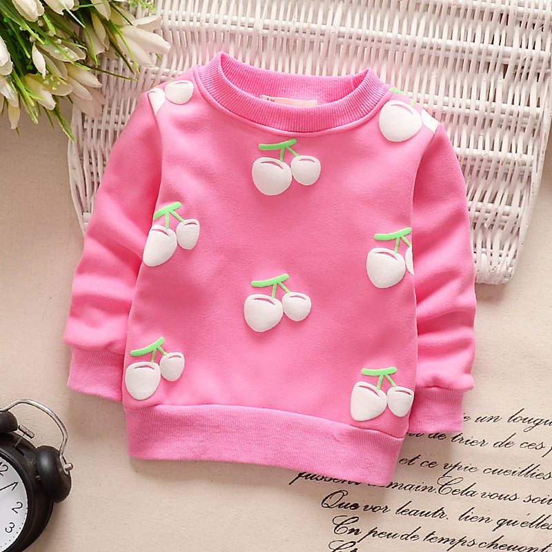 jual [102186] - [100 % IMPORT] Atasan Sweater Anak Velvet Cherry 1 - 4 Thn [B1085] 