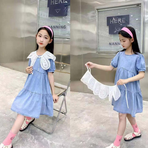 [001214] - Beautiful Dress Fashion Anak - Motif Lace Collar