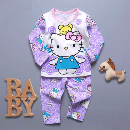 jual [225216] - Setelan Tidur / Baju Tidur / Piyama Anak Usia 9 Bln - 8 Tahun - Motif Cute Kitty 