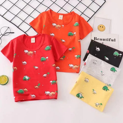 [001411] - Atasan Kaos Homewear Lengan Pendek Anak Laki-Laki - Motif More Dino
