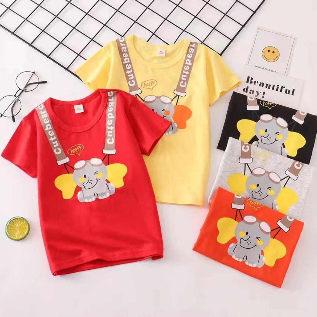 [001409] - Atasan Kaos Homewear Lengan Pendek Anak Laki-Laki - Motif Wink Elephant