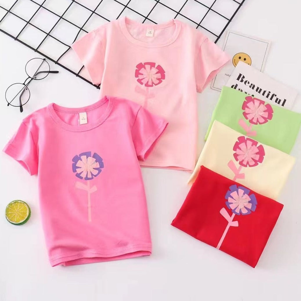 [001429] - Atasan Kaos Lengan Pendek Import Anak Perempuan - Motif One Flower