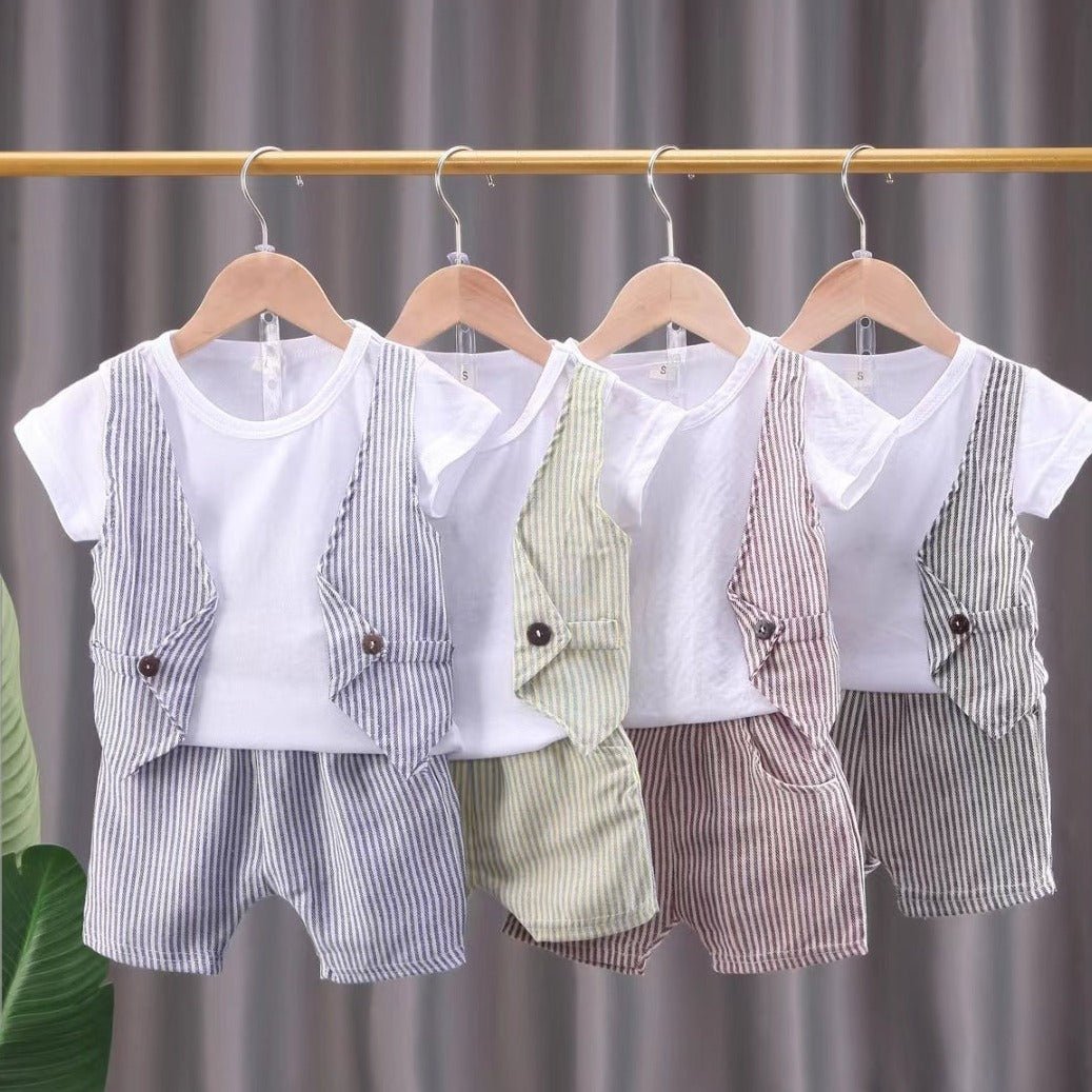 [001445] - Setelan Kaos Rompi Formal Anak Laki-Laki - Motif Button Open