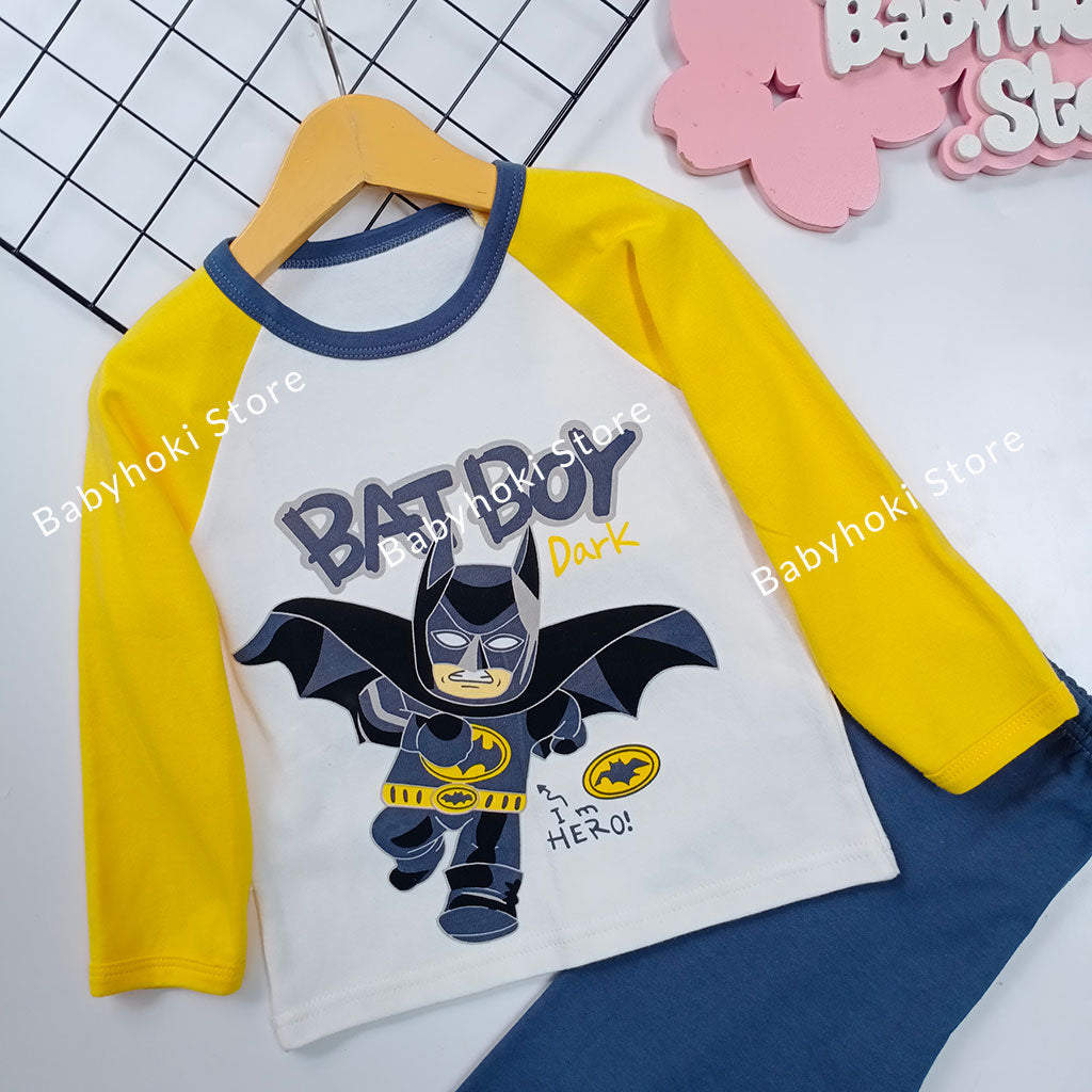 [102266] - Piyama Anak Import / Setelan Tidur Anak Import - Motif Bat Boy Hero