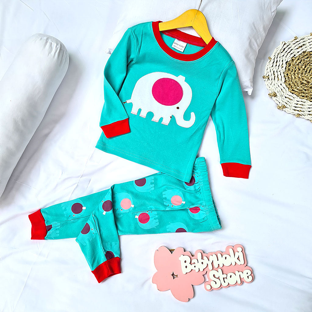 [354629] - Baju Tidur / Setelan Piyama Anak - Motif Round Elephant