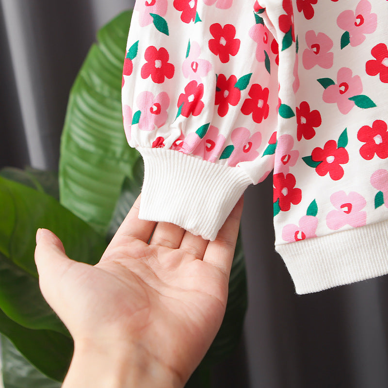 [345286] - Setelan Sweater Anak - Motif Leafy Flowers