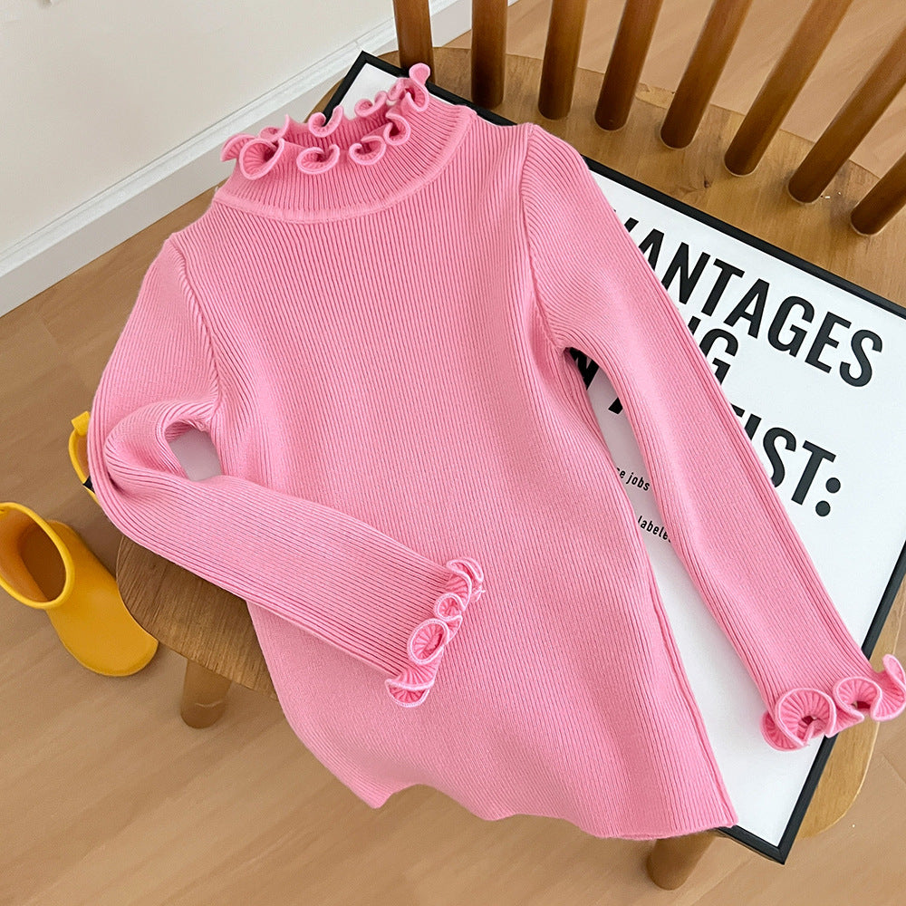 [507733] - Atasan Sweater Rajut Turtle Neck Anak Perempuan - Motif Crooked Collar