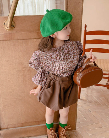 [363603] - Setelan Blouse Celana Pendek Balon Anak Perempuan - Motif Lace Flowers