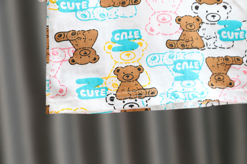 [345375] - Setelan Kaos Celana Pendek Chino Anak Laki-Laki - Motif Cute Bear