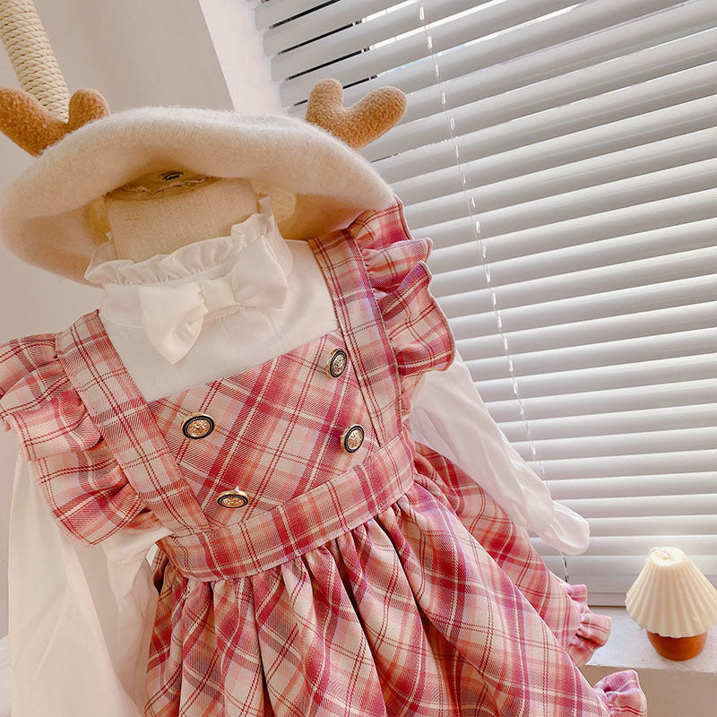 [507677] - Setelan Blouse Overall Anak Perempuan - Motif Cross Box